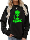 Halloween Skull Print Casual Sports Sweatshirts: Trendy Women's Pullover Sweatshirts for Sporty Style