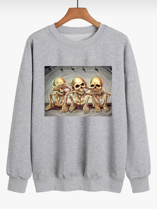 This plus size Halloween sweatshirt is perfect for women who want to stay on trend this season. Crafted with a stylish skull pattern and casual round neck design, this long sleeve sweatshirt is sure to make you stand out. Enjoy the comfort and fit of a relaxed fit, perfect for Halloween or any day!