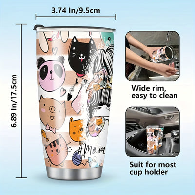 Refresh and Hydrate in Style: 20oz Cartoon Pattern Stainless Steel Water Bottle - Vacuum Insulated for Outdoor Activities, Sports, Fitness, and Travel