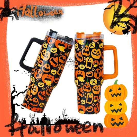 This 40oz Halloween tumbler features a scary pumpkin design and comes with a straw and handle, making it the perfect drinking companion on car trips, around the home or office. The durable construction ensures years of reliable use, and it makes for a great birthday gift idea.