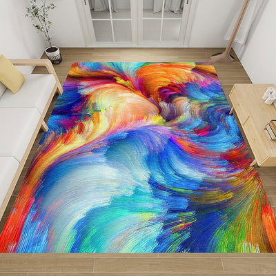 Bring a touch of vibrancy to your home décor with this stylish Flairful Flannel mat. Featuring a unique, colorful printing design and non-slip backing, it's a safe and stylish addition to your living space. The 47 x 63 inch size adds extra coverage in any room.