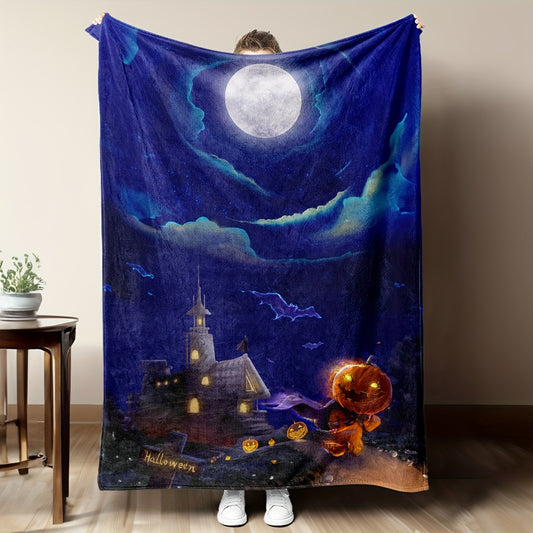 The Halloween Night Pumpkin Figure Flannel Throw Blanket keeps you warm and cozy this spooky season. Crafted from premium flannel material to provide unbeatable insulation, this blanket's vibrant Halloween design creates a delightful aesthetic. Perfect for curling up with a pumpkin spiced latte by the fireplace!