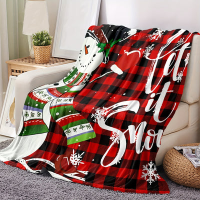 Cozy Comfort: Christmas Theme Blanket with Cartoon Snowman Print for Ultimate Warmth and Style