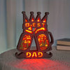 Bottles & Wine Glasses 3D Wooden Art Carving LED Night Light, Perfect Gift For Father's Day, BEST DAD Wood Carved Home Decor Desktop