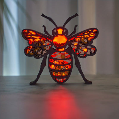 Bee 3D Wooden Art Carving: A Charming Home Decoration and Unique Holiday Gift with Artistic Night Light - Perfect for Mother's Day!