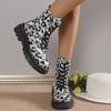 Luxe and Versatile: Women's Leopard Print Lace-Up Platform Ankle Boots – Set New Trends with Style and Comfort