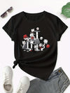 Summer Chic: Cute Graphic Print Crew Neck T-Shirt - Women's Casual Short Sleeve Tee