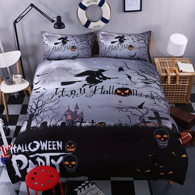Welcome the Halloween season with the Spooky Dreams Duvet Cover Set. Get a comfortable and funny bedroom décor with the set, including 1 duvet cover and 2 pillowcases, but excluding the core. With playful images and a Halloween-inspired design, you can create a spooktacular atmosphere.