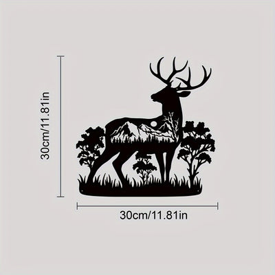 Whimsical Wildlife Metal Art Sign: Mountain Forest and Deer Design for Vibrant Wall Decor and Housewarming Gift