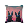 Phuzzy Bunny Under Sunrise, Cute Bunnies Couple, Bunny Lover Pillow Covers, Spun Polyester Square Pillow