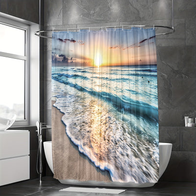 Transform your bathroom with the stunning Beach Landscape Shower Curtain. Crafted from waterproof and mildew-resistant polyester, this beautiful curtain will transform your bathroom into a beach oasis. Enjoy the convenience of a durable, easy to clean shower curtain.