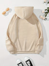 Cute and Cozy: Cartoon Letter Print Hoodie with Versatile Drawstring and Kangaroo Pocket