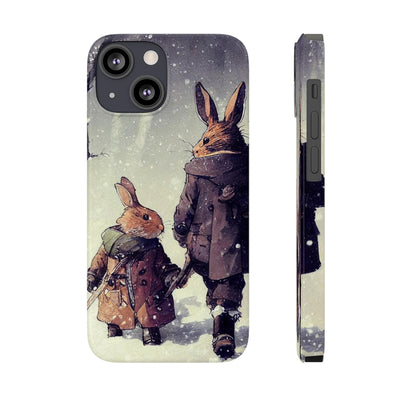 Rabbits in adventurer Phone Case, Rabbit walk in the snow Phone Cases, Case-Mate