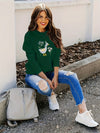 Quacktastic Comfort: Cute Duck Letter Print Crew Neck Sweatshirt - Casual Long Sleeve Loose Sweatshirt for Women