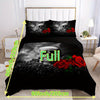 Skull Rose Print Duvet Cover Set: Soft and Comfortable Bedding for a Unique Bedroom Décor