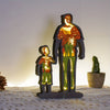 Father and Son Theme 3D Wooden Art Carving LED Night Light: A Perfect Gift for Father's Day and Charming Décor for Your Home or Office