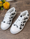 Stylish and Comfortable Women's Checkerboard Pattern Lace-Up Canvas Shoes