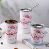 Cherry Blossom Pattern Tumbler - Anti-Slip 304 Stainless Steel Insulated Cup with Straw for Milk Tea, Coffee, and Water