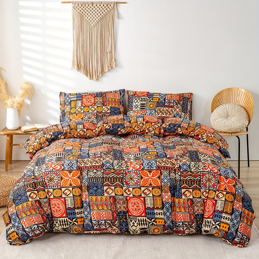 Enliven your bedroom with the soft and comfortable Boho Chic: Abstract Square Print Bedding Set. This stylish set is crafted from high-quality fabric for a luxurious feel, and includes 1*Duvet Cover and 2*Pillowcases for a cozy sleeping experience. Perfect for bedrooms and guest rooms.