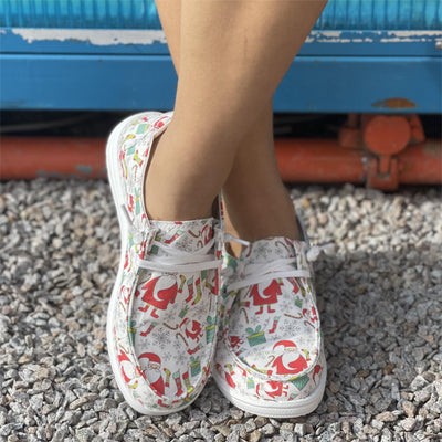 Festive Footwear: Women's Santa Claus Print Shoes - Casual, Comfortable, and Chic Christmas Fashion