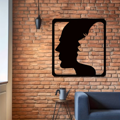 Stylish Metal Wall Art: Man and Woman Face Shape Design for Stunning Home Decor