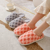 Cozy Plaid Pattern Warm Home Slippers: Slip-On, Round Toe, Non-Slip Fluffy Soft Sole Slides Shoes