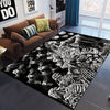This premium-quality rug features a black and white skeleton pattern, perfect for adding spooky elegance to your Halloween decor. The durable material ensures long-lasting use. Get this rug to become the talk of the town with its unique and charismatic design.