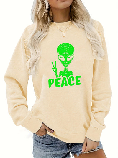 This Halloween Skull Print Casual Sports Sweatshirt offers stylish comfort with its trendy pullover design. Women can easily create a sporty look with this cozy and stylish sweatshirt. Its Halloween skull print gives it a unique and fashionable appeal.