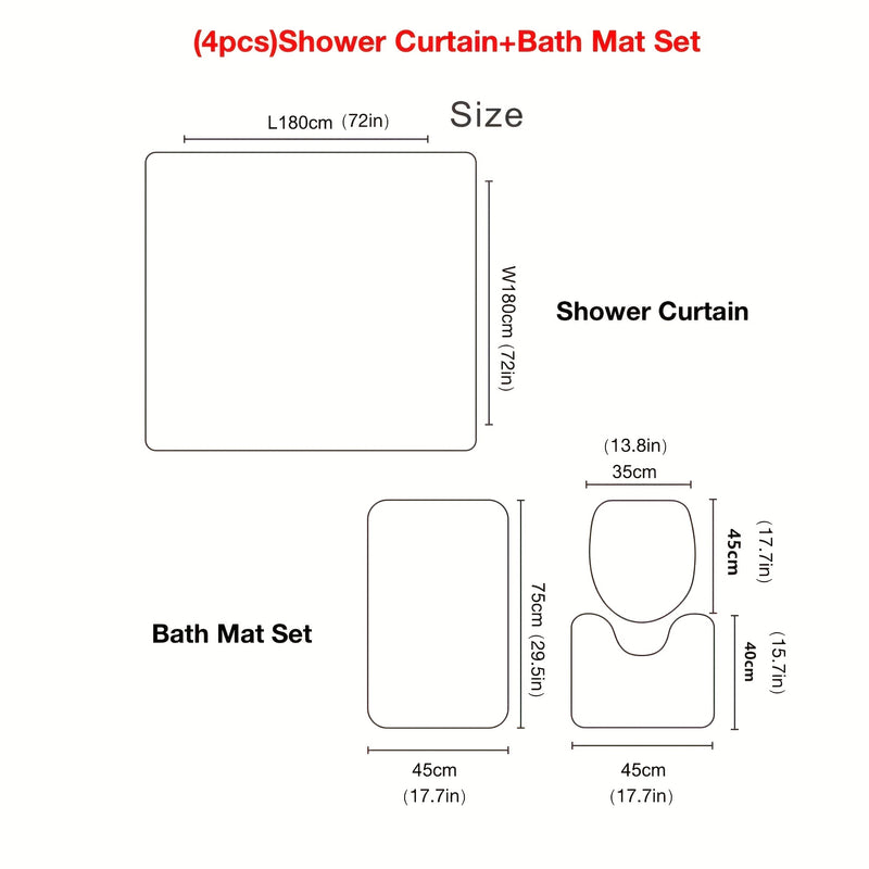 4Pcs Sunflower Shower Curtain and Rug Sets Bathroom Decor