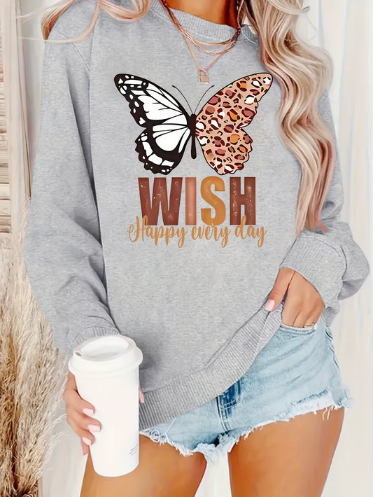 Upgrade your vintage-inspired wardrobe with our Leopard Butterfly Print Sweatshirt! Featuring a unique leopard butterfly print, this long sleeve crew neck is both stylish and comfortable. Made for women who love to stand out, this sweatshirt is perfect for adding a touch of personality to any outfit.