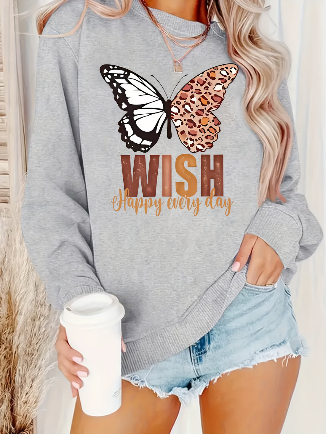 Upgrade your vintage-inspired wardrobe with our Leopard Butterfly Print Sweatshirt! Featuring a unique leopard butterfly print, this long sleeve crew neck is both stylish and comfortable. Made for women who love to stand out, this sweatshirt is perfect for adding a touch of personality to any outfit.