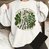 Stylish and Spooky: Women's Plus Size Halloween Casual Sweatshirt with Skull Plants Slogan Print