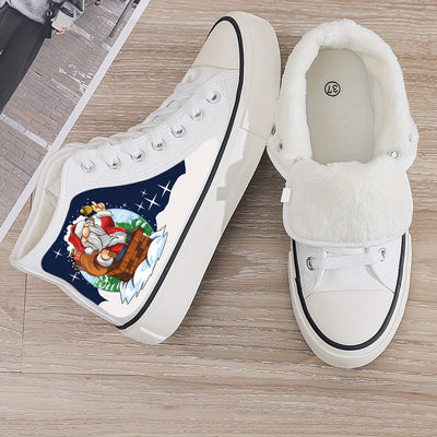 Winter Wonderland: Women's Christmas Santa Claus Print Sneakers for Festive Style and Cozy Comfort