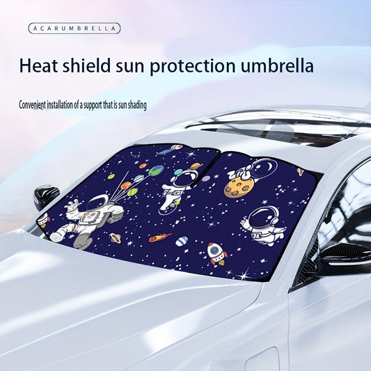 Stay cool and look great with this cartoon-themed car sunshade umbrella! Specifically designed to reduce interior temperature up to 30%, this stylish umbrella protects you from UV rays, reducing sun glare and saving fuel in the process. Beat the heat in style!