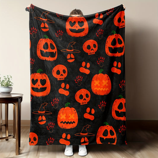 Stay toasty when the weather turns chilly with this Halloween Pumpkin Print Flannel Blanket. Crafted from 100% flannel fabric, this blanket is the perfect addition to home decor, travel, and gifting. Its cozy and subtly spooky design will keep you feeling warm and festive all season long.