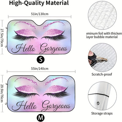 Hello Gorgeous! Purple Eyelash Front Window Sunshade: The Ultimate Car Windshield Accessory for Style and Sun-Protection