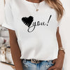 Love You Print: Stylish and Comfortable Crew Neck T-Shirt for Women