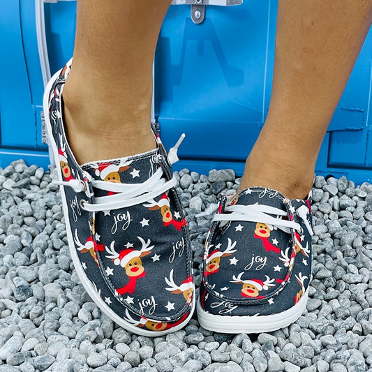 These stylish shoes are perfect for adding a touch of festive cheer to your holiday wardrobe. Crafted from a lightweight canvas, the slip-on style features a playful cartoon deer motif and a comfortable rubber sole for long-lasting wear.