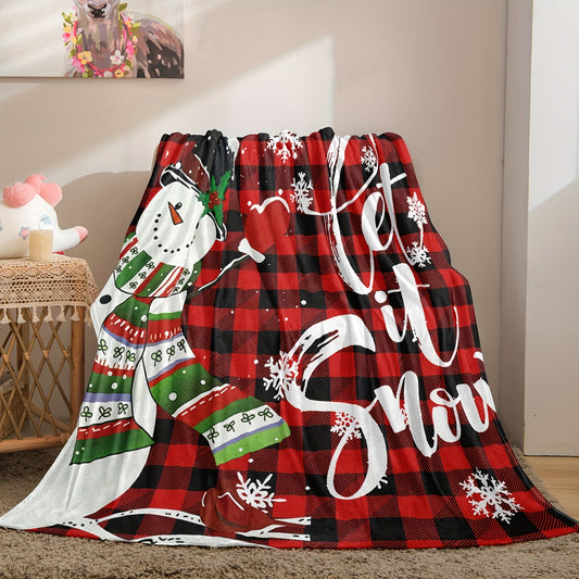 Cozy Comfort: Christmas Theme Blanket with Cartoon Snowman Print for Ultimate Warmth and Style