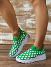 Stylish and Trendy Green Plaid Chunky Sneakers: Lightweight and Comfortable Outdoor Sport Shoes for Women