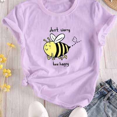 Buzzy Bee Cartoon Crew Neck T-Shirt: A Fun and Stylish Addition to Your Spring/Summer Wardrobe