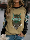 Owl Geometric Print Plus Size Casual Sweatshirt: Stylish and Cozy Plus Size Women's Clothing for Fall/Winter