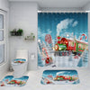 Merry Xmas Express: 4-Piece Christmas Train Shower Curtain Set for a Joyful Holiday Bathroom Makeover!