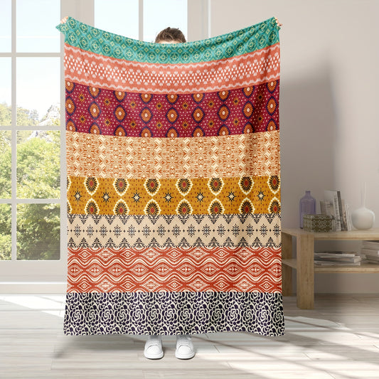 This Bohemian Striped Flannel Blanket is an ideal addition to your home. Perfect for travel, it features a cozy, soft flannel construction with vibrant Bohemian stripes and an understated look. Versatile and stylish, this blanket is sure to keep you cozy and comfortable.