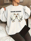 Goose Letter Print: Women's Plus Size Casual Sweatshirt with Long Sleeve Round Neck Design