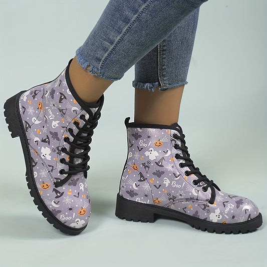 Halloween-loving fashionistas will love these Women's Halloween Combat Boots! Made with a spooky, stylish leather upper, the durable outsole provides excellent traction in any environment. Lace up your scary-chic look with these comfortable and fashionable boots.