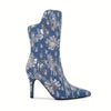 Women's Floral Sequin Stiletto Boots: A Versatile and Comfy Western Mid-Calf Delight