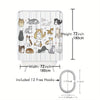 Adorable Cat Pattern Shower Curtain: Waterproof, Funny & Decorative Bathroom Accessory with Hooks