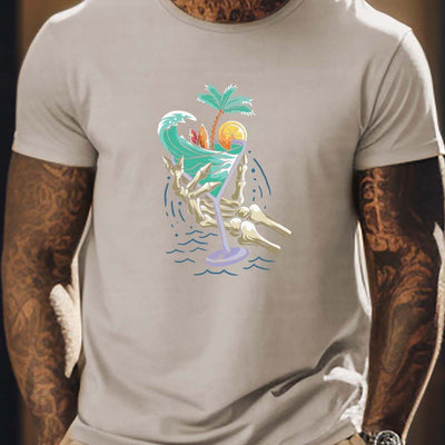 Summer Outdoor Trend: Stylish Skeleton-Pattern Men's T-Shirt for a Trendy Look