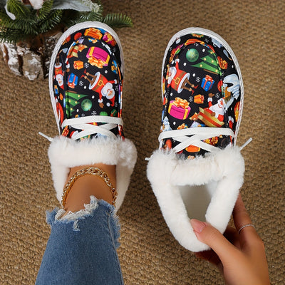 Festive and Fashionable: Women's Christmas Pattern Sneakers - Perfect for Casual Style and Outdoor Comfort